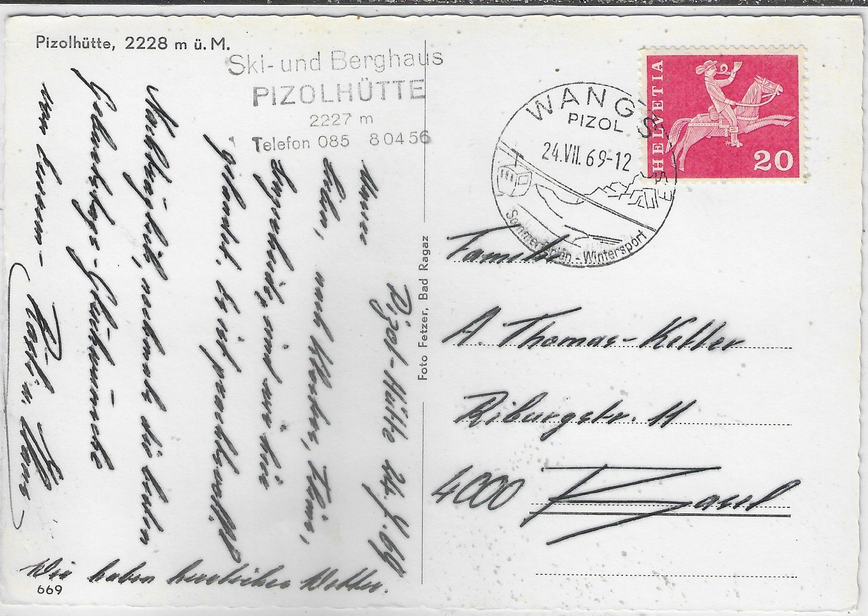 Cartoline postali: Pizolhütte - Wangs – Usato da Ettingen venduto da Kartenplanet 1