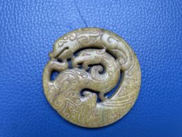 Jade Amulett zwei Drachen aus China