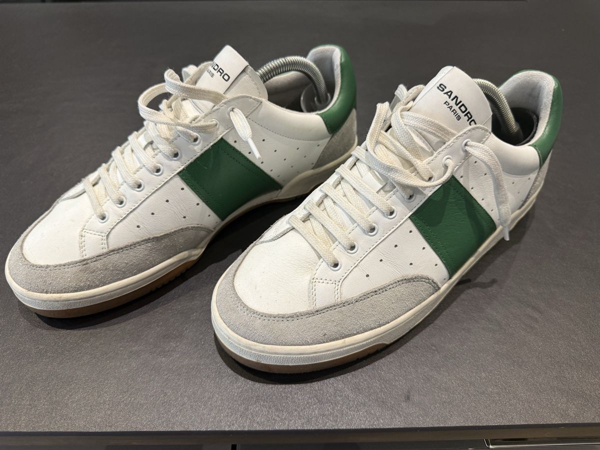 Sandro Scarpe da uomo: Sandro Baskets Cuir Blanc et Vert T 42 – Nuovo (secondo la descrizione) da Bussigny venduto da nan_nw9d