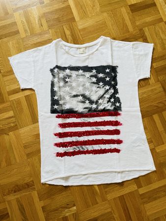 T-shirt ZARA fille, taille 140, motif drapeau américain