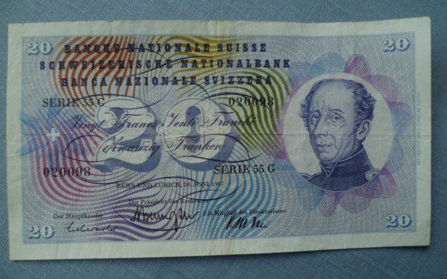 Banknoten: 20 Fr. Banknote Jg. 1967 – Gebraucht aus Effretikon von Heimstudio
