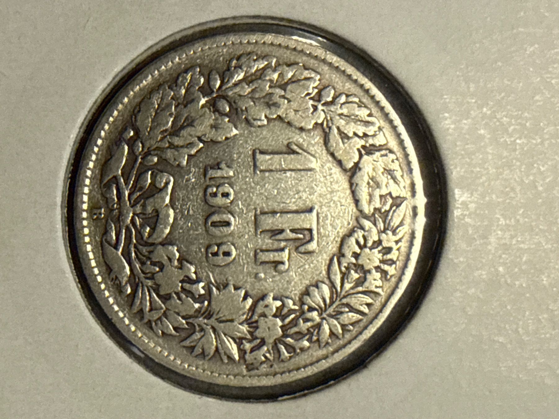 Tutti le monete: Swiss 1 franc 1909 Silver Coin – Usato da Pully venduto da ta571 1