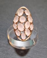 925 Silber Cocktailring – Roségold vergoldet Gr. 55/56
