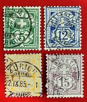WERTZIFFER  LOT 62B 63A 64B 65B AB 1882 GESTEMPELT