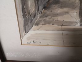 Grande aquarelle représentant Sion