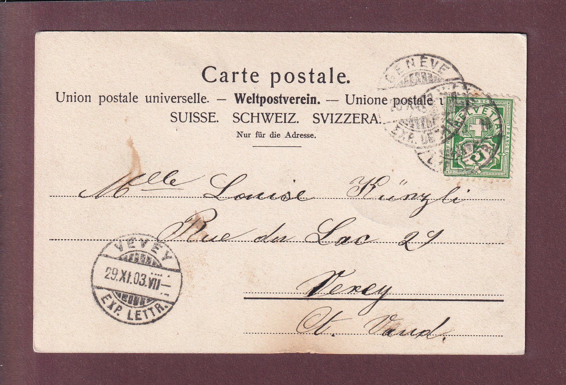 Ansichtskarten: GENEVE - Monument National - 1903 – Gebraucht aus Pully von nicecards 1