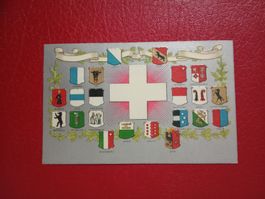 AK Prägedruck mit Wappen Kantone CH Kreuz