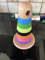 Holzspielzeug Stapelturm bunte Ringe guter Zustand