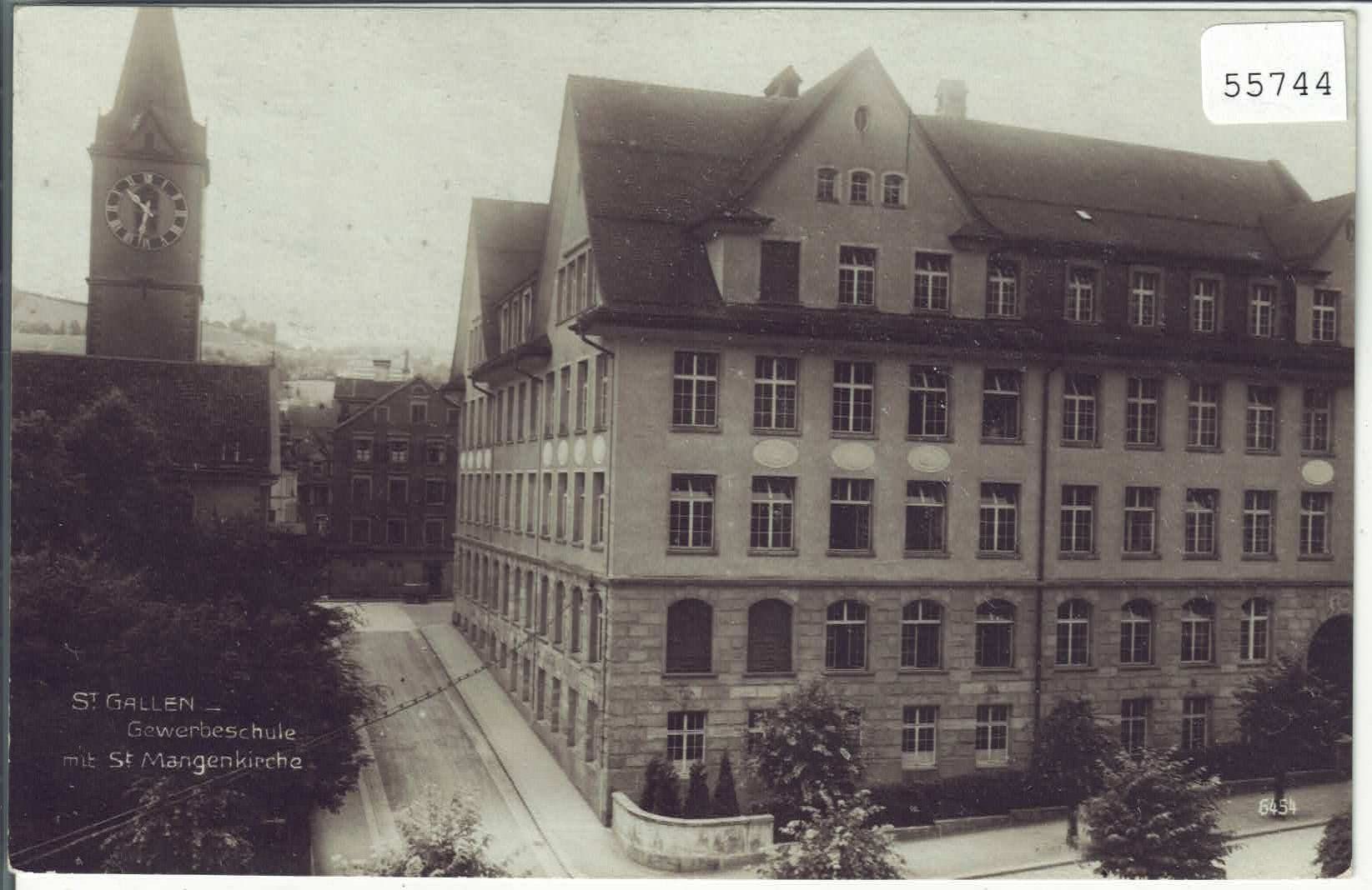 Cartoline postali: St. Gallen - Gewerbeschule mit St. Mangenkirche – Usato da Ettingen venduto da Kartenplanet