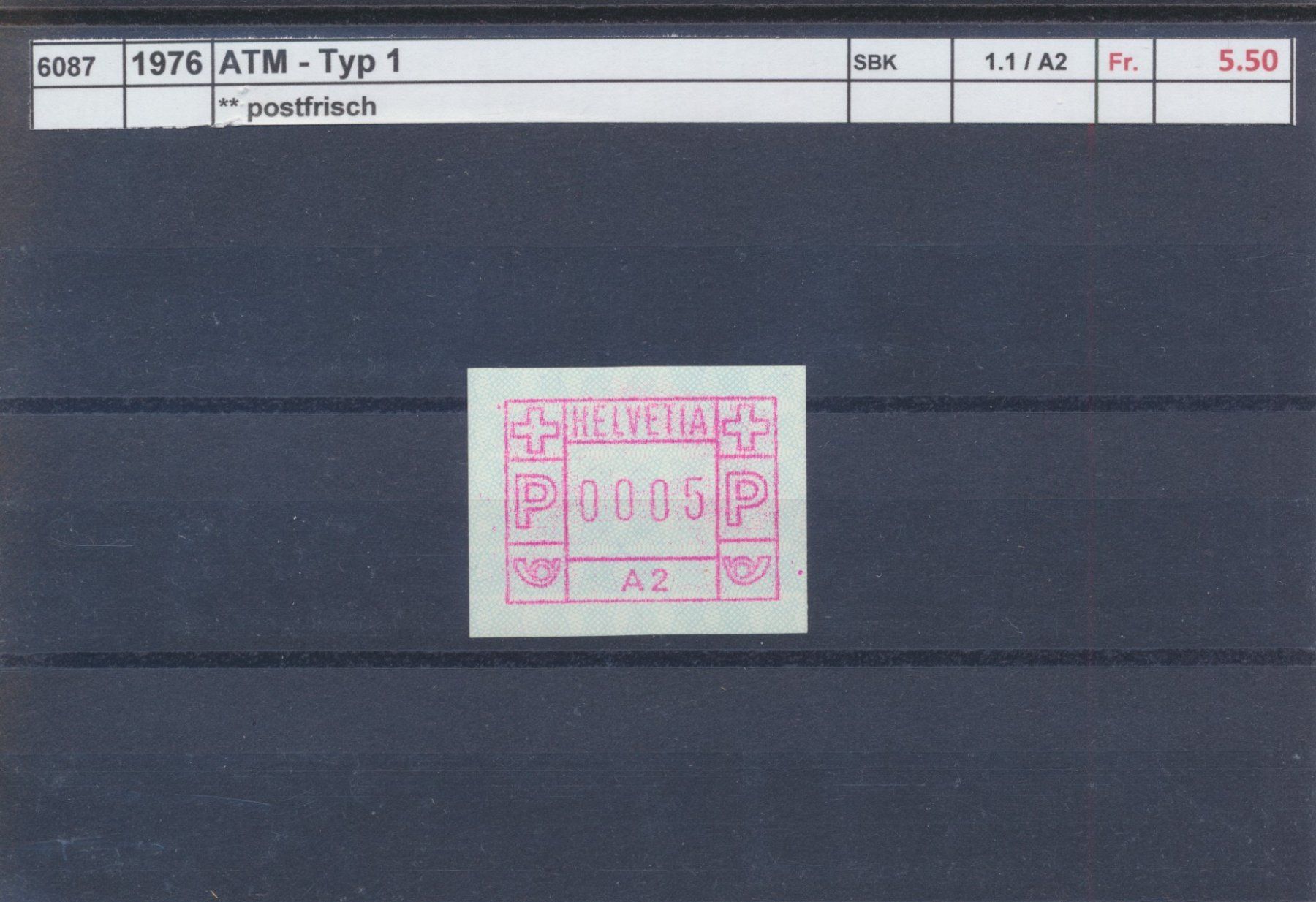Tous les timbres: 1976 "ATM - Typ1, A 2", ** postfrisch – Neuf (Voir description) à Winterthur par Zupogeru