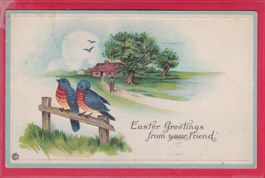 PRÄGEKARTE, EASTER GREETINGS FROM YOUR FRIEND, 1.4.1917