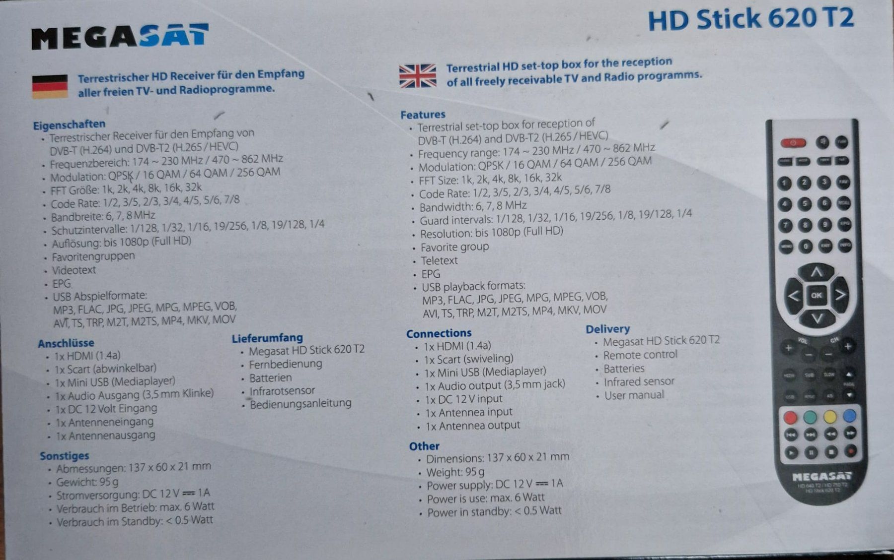 Megasat Ricevitori: Megasat HD Stick 620 T2 – Nuovo e nell'imballaggio originale da Elsau venduto da hei_d2gj 1