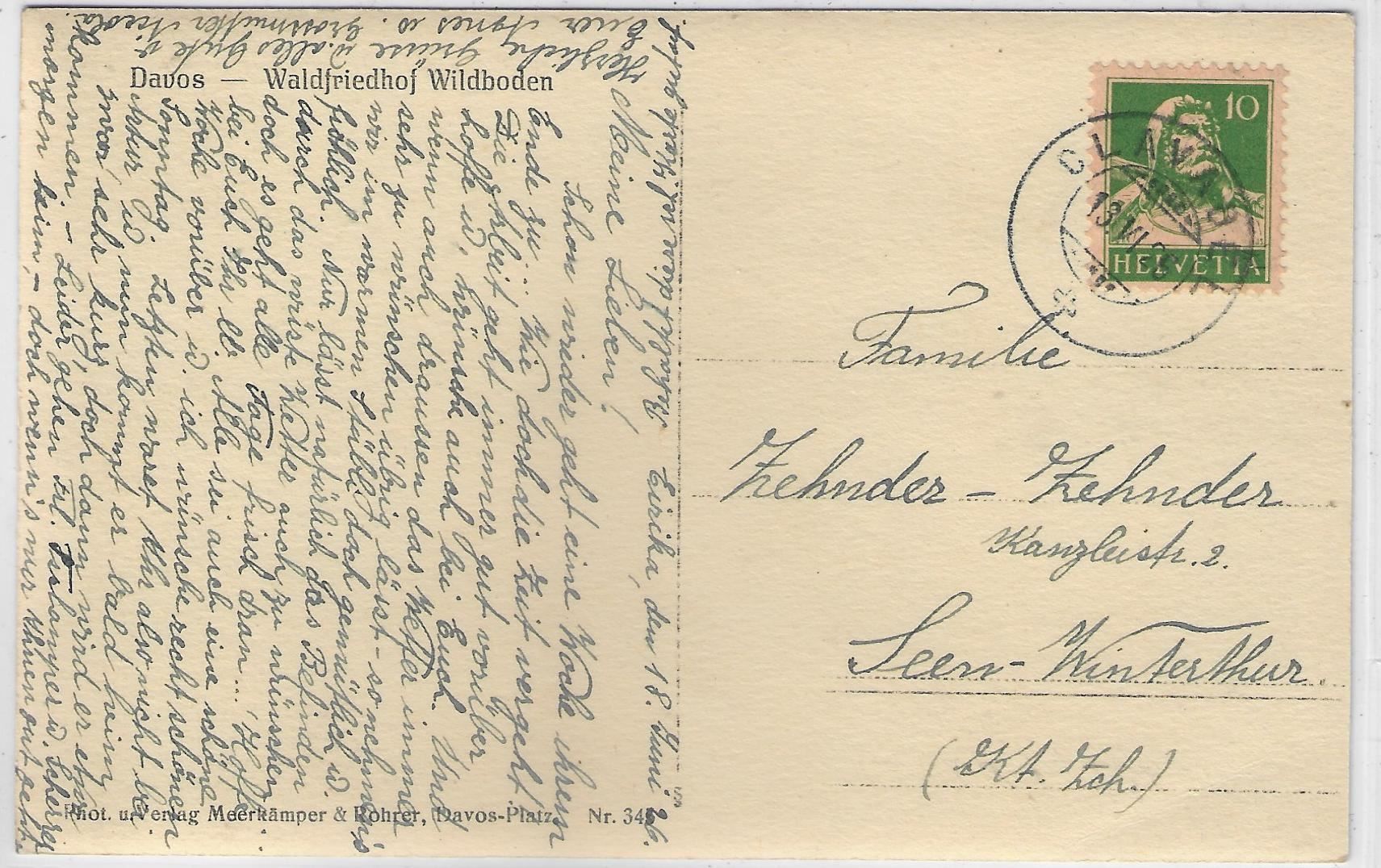 Cartoline postali: Davos - Waldfriedhof Wildboden – Usato da Ettingen venduto da Kartenplanet 1