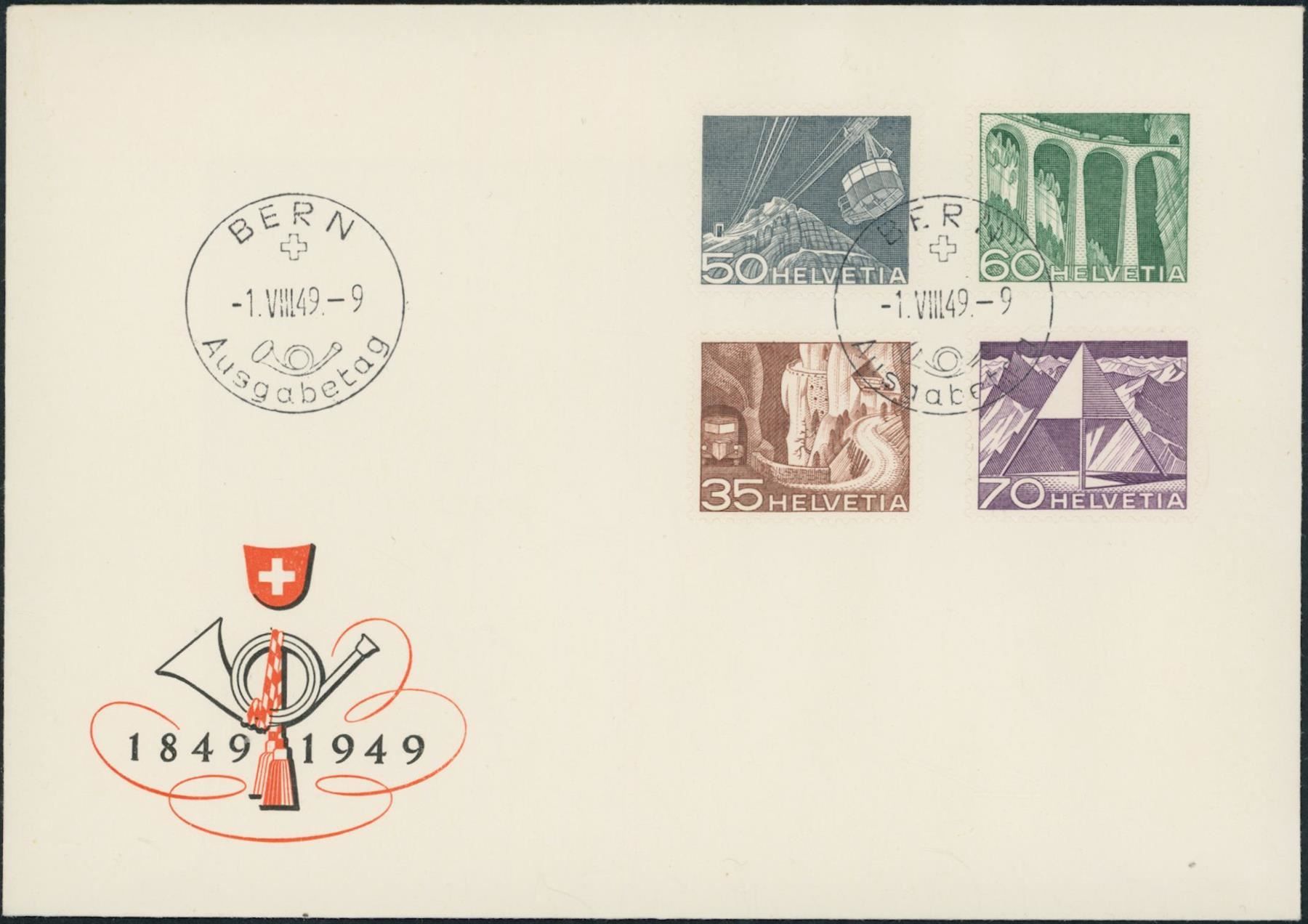 Tous les timbres: 1949 - Technik + Landschaft - FDC ET  dt – D'occasion à Schindellegi par leecollect