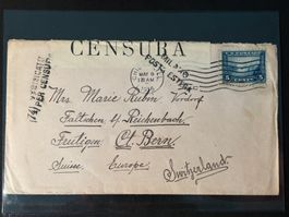 Zensurbrief 1916 von Chicago nach Reichenbach Kanton Bern