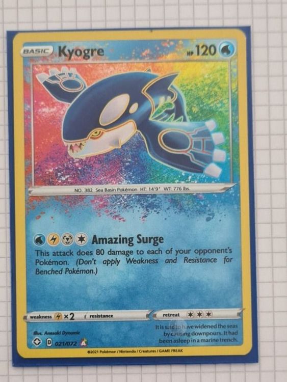 Pokémon Einzelkarte Kyogre 021/072 – Amazing Rare, Aus Shining Fates