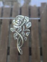 Beautiful Vintage Brooch Pin  Silver Rose Flower 3D 7 grams 