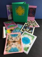Karten Papeterie-Set Blankokarten Batik-Technik handgemacht