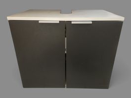 Kompakter Waschbeckenunterschrank in Anthrazit & Weiss