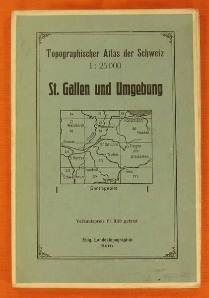 Landkarten & Atlanten: ST. GALLEN UND UMGEBUNG 1932 – Gebraucht aus Grüningen von Kartensammler