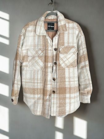 Tally Weijl Shacket Overshirt kariert Beige Creme Gr. S