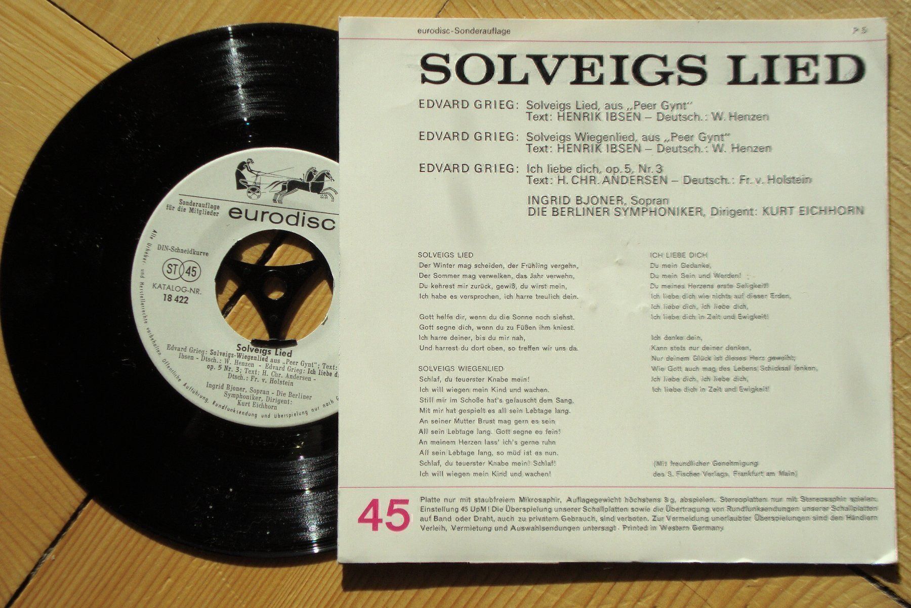Dischi in vinile: SOLVEIGS LIED - EDWARD GRIEG – Usato da Bern venduto da Uli_10_11 1