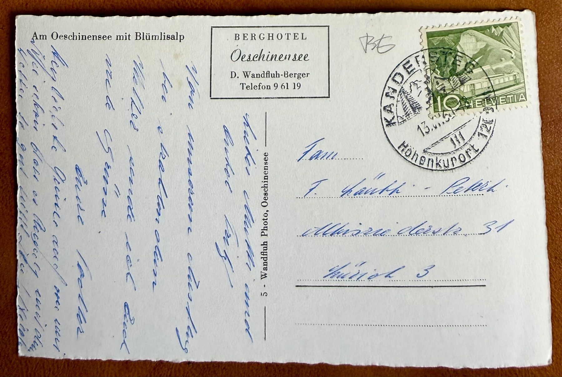Cartoline postali: Oeschinensee 1960 – Usato da Lutry venduto da Ediego 2