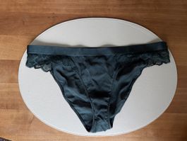 100% SEIDE Damen Slip Dunkelgrün Spitze M H&M premium NP 30F