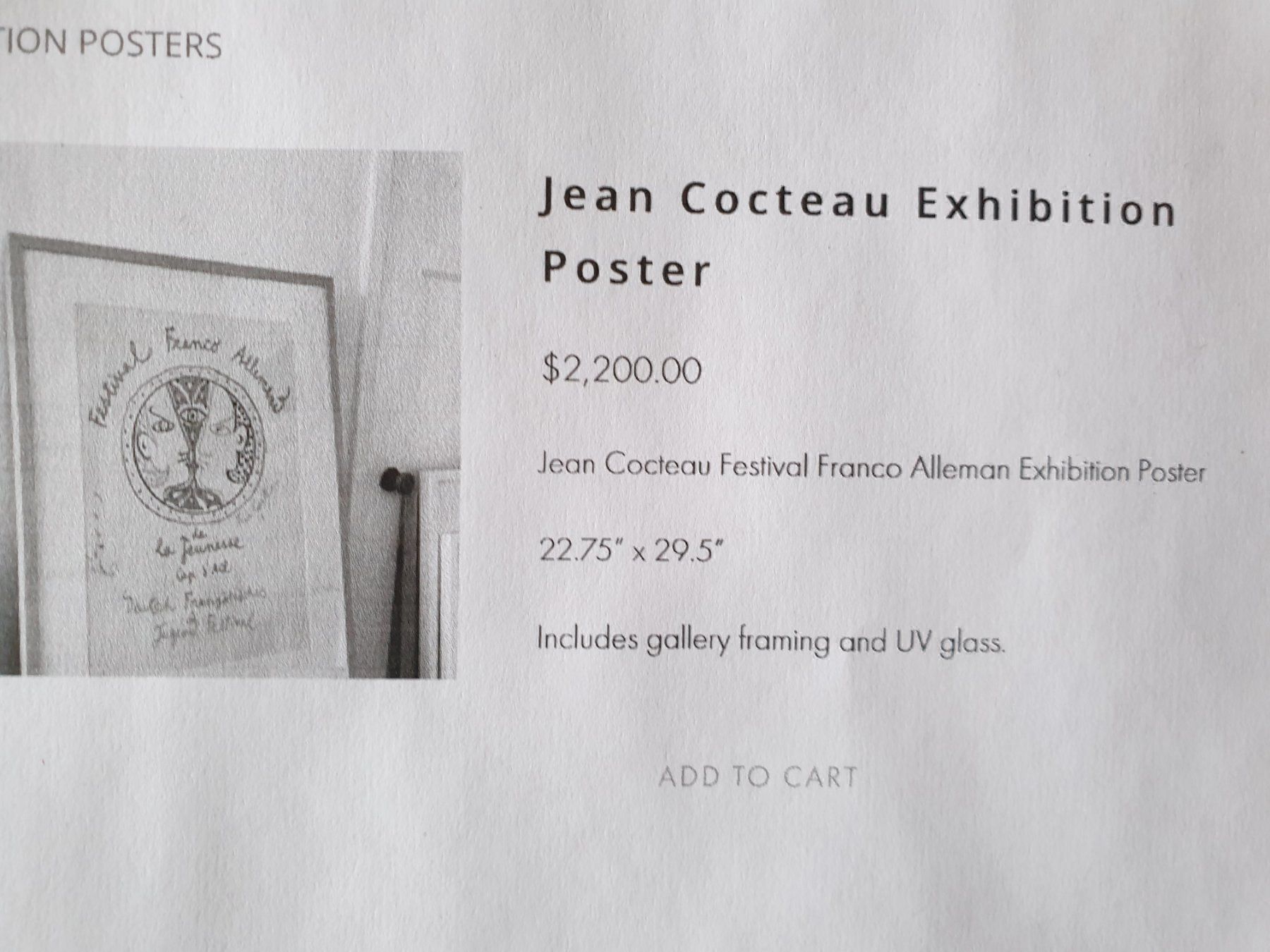 Grafiken & Lithographien: Lithoplakat/ Jean Cocteau – Gebraucht aus Zürich von B-Rock 9