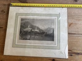 Stich Thun mit Berner Alpen gerahmt gebrauchter Zustand