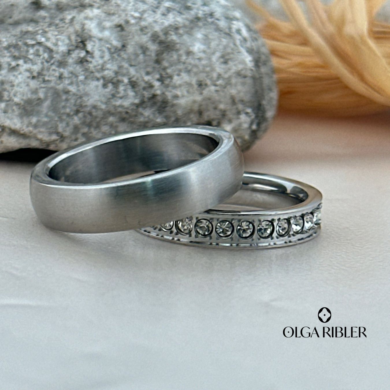 Olga Ribler Anelli: Edelstahl und Titan Ring Set 2 Ringe – Nuovo (secondo la descrizione) da Luzern venduto da byolgaribleroutlet 7