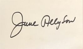 June Allyson 1917-2006 Autogramm signiert Karte 8x13cm