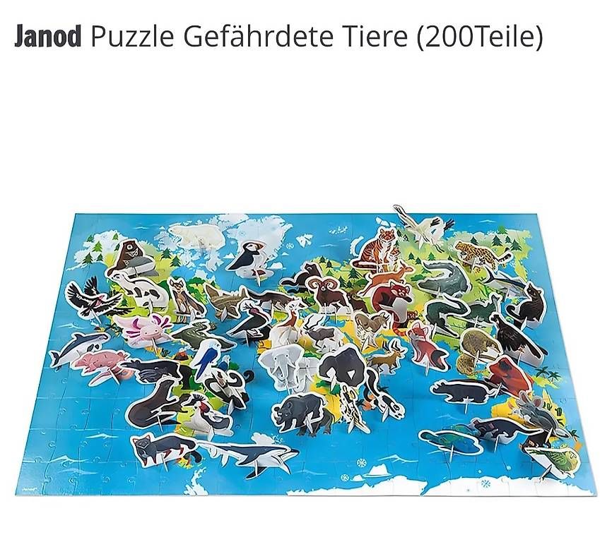 Puzzle: Janod Lernpuzzle Bedrohte Tiere 200 Teile – Usato da Abtwil AG venduto da Stern1969 1