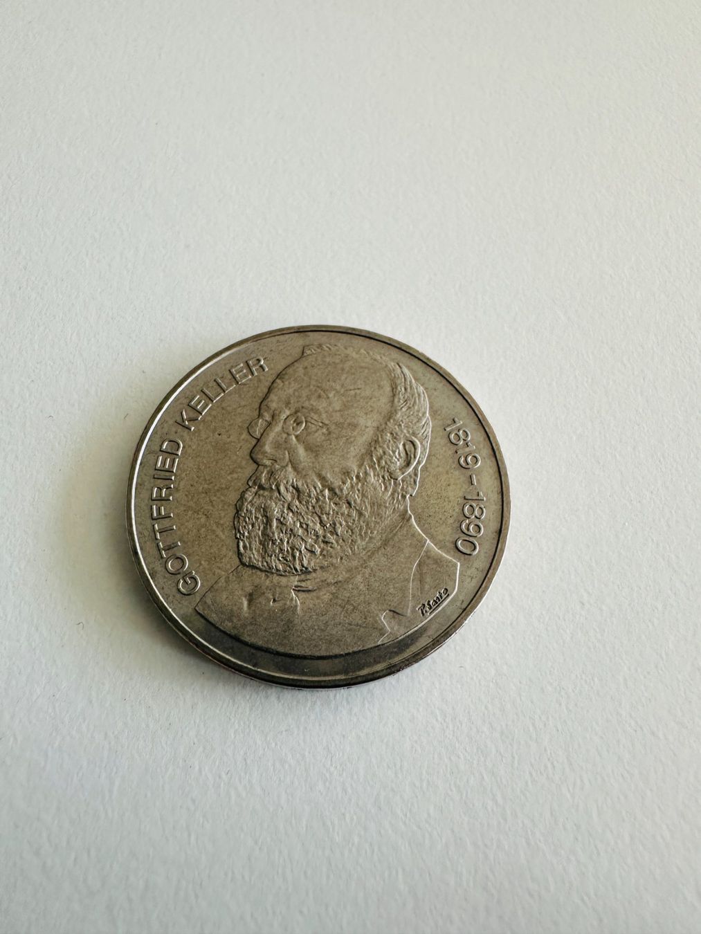 Tutti le monete: Gottfried Keller - 5 CHF Münze - 1990 – Usato da Wohlen AG venduto da Leu024 1