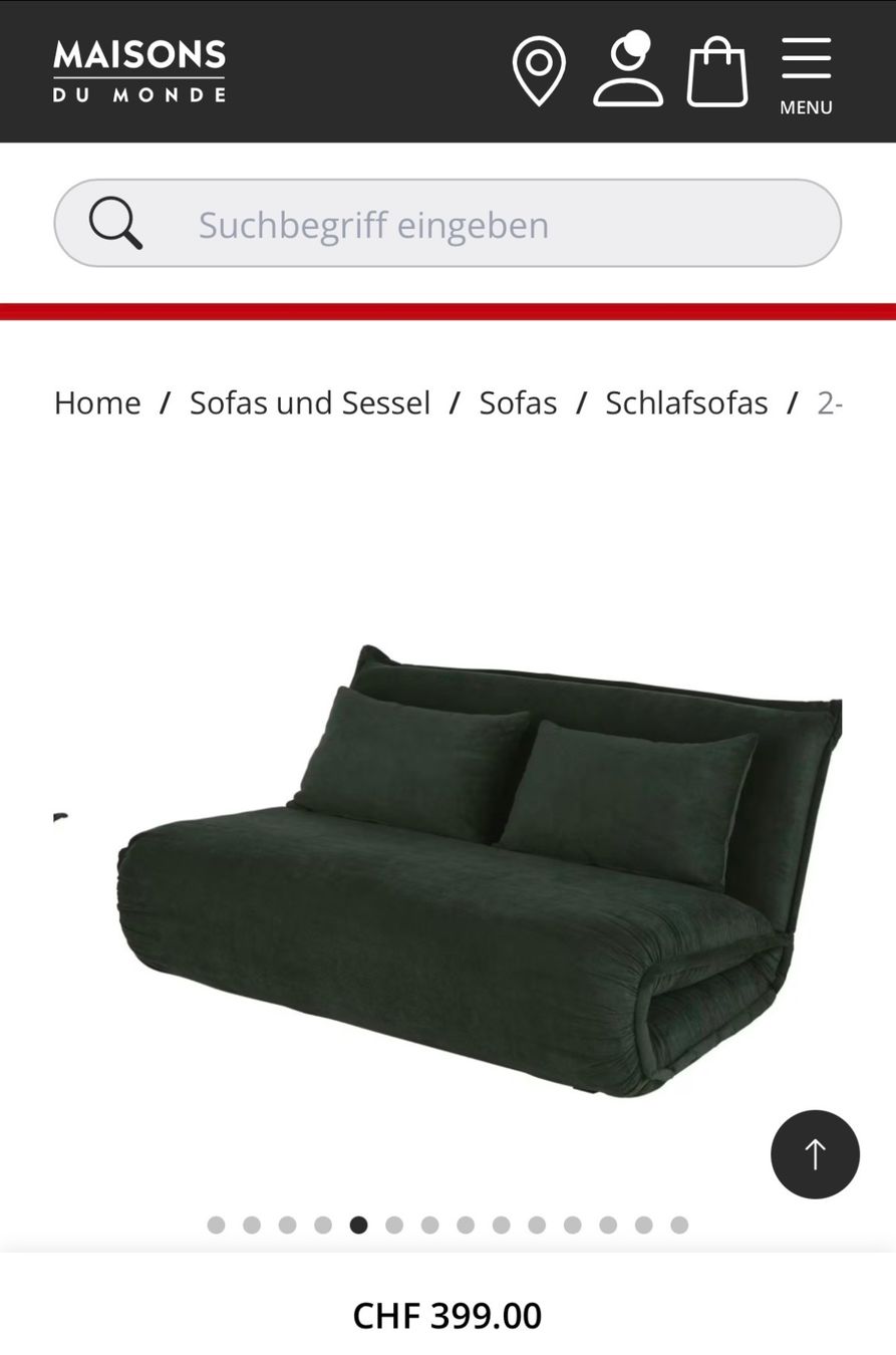 Divani: Maison du Monde dark green sofa bed – Usato da Zürich venduto da bea_swh6 4