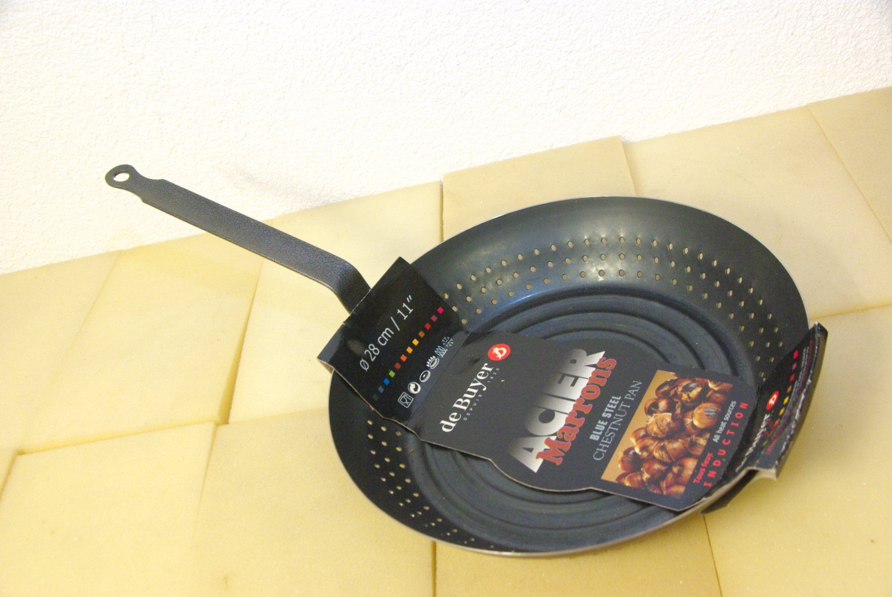 Padelle: Marroni Pfanne aus Stahl, 28cm – Nuovo e nell'imballaggio originale da Herisau venduto da Cevianer1844