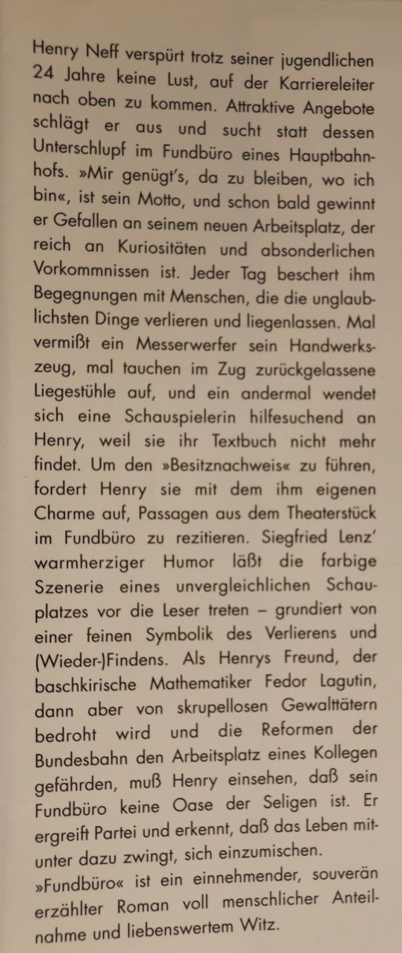 Libri: Das Fundbüro von Siegfried Lenz – Nuovo e nell'imballaggio originale da Glattfelden venduto da Vrenely 4