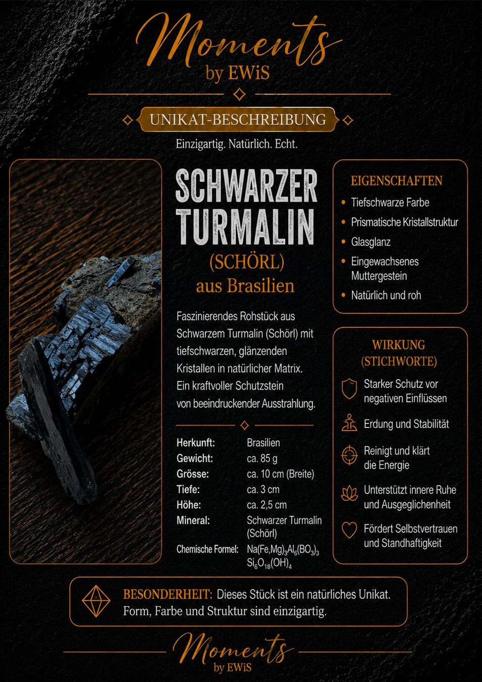 Minerali & Pietre curative: SCHWARZER TURMALIN ein echtes UNIKAT & einmaliges Stück! – Nuovo (secondo la descrizione) da Gipf-Oberfrick venduto da EWIS2023 1