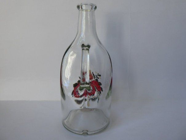 Caraffe: Schöner Glaskrug mit Blumen, 23cm, handbemalt – Usato da Turbenthal venduto da Nautop 3
