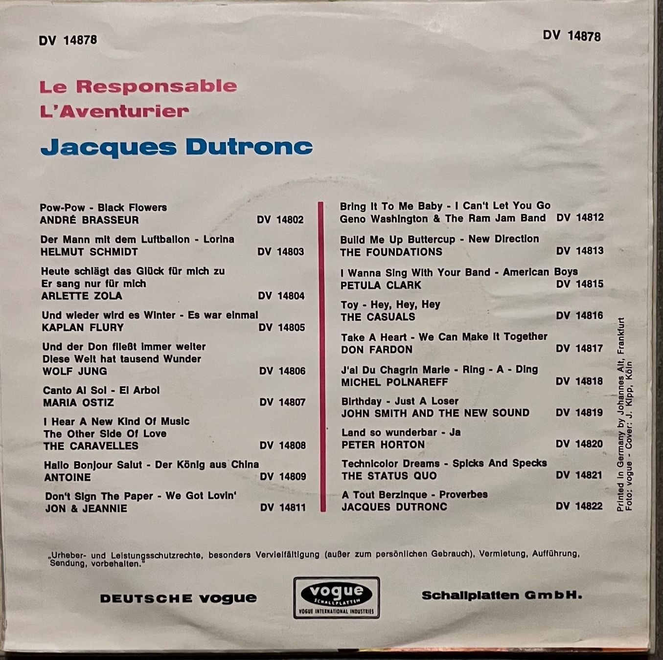 Dischi in vinile: JACQUES DUTRONC - LE RESPONSABLE – Usato da Bussigny venduto da vinyl-pas-cher 1