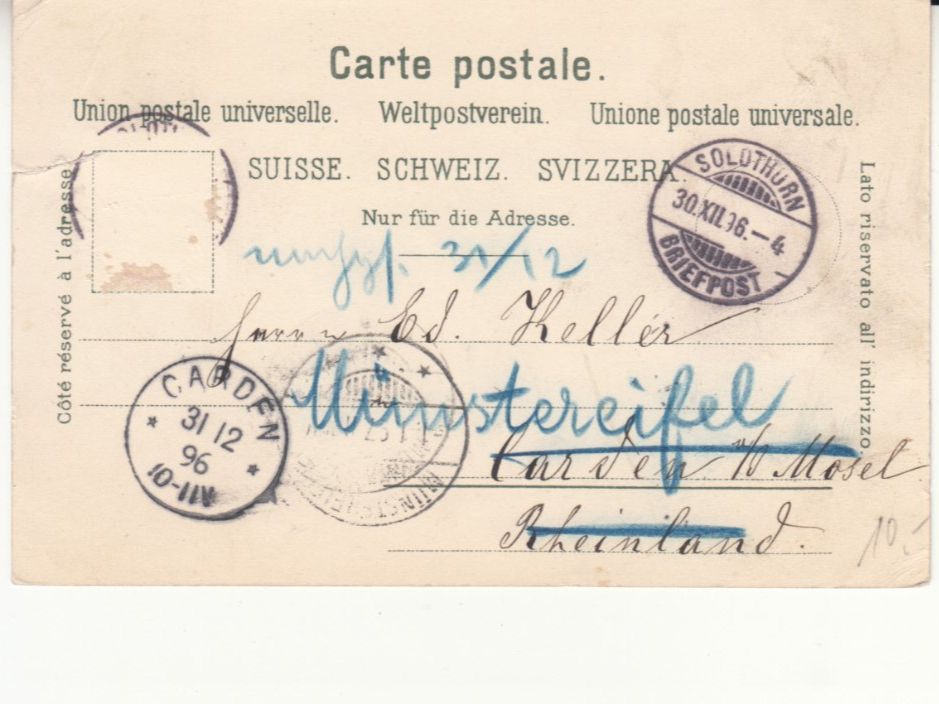 Cartoline postali: Solothurn 1896 – Usato da Bürglen TG venduto da StampGraf 1