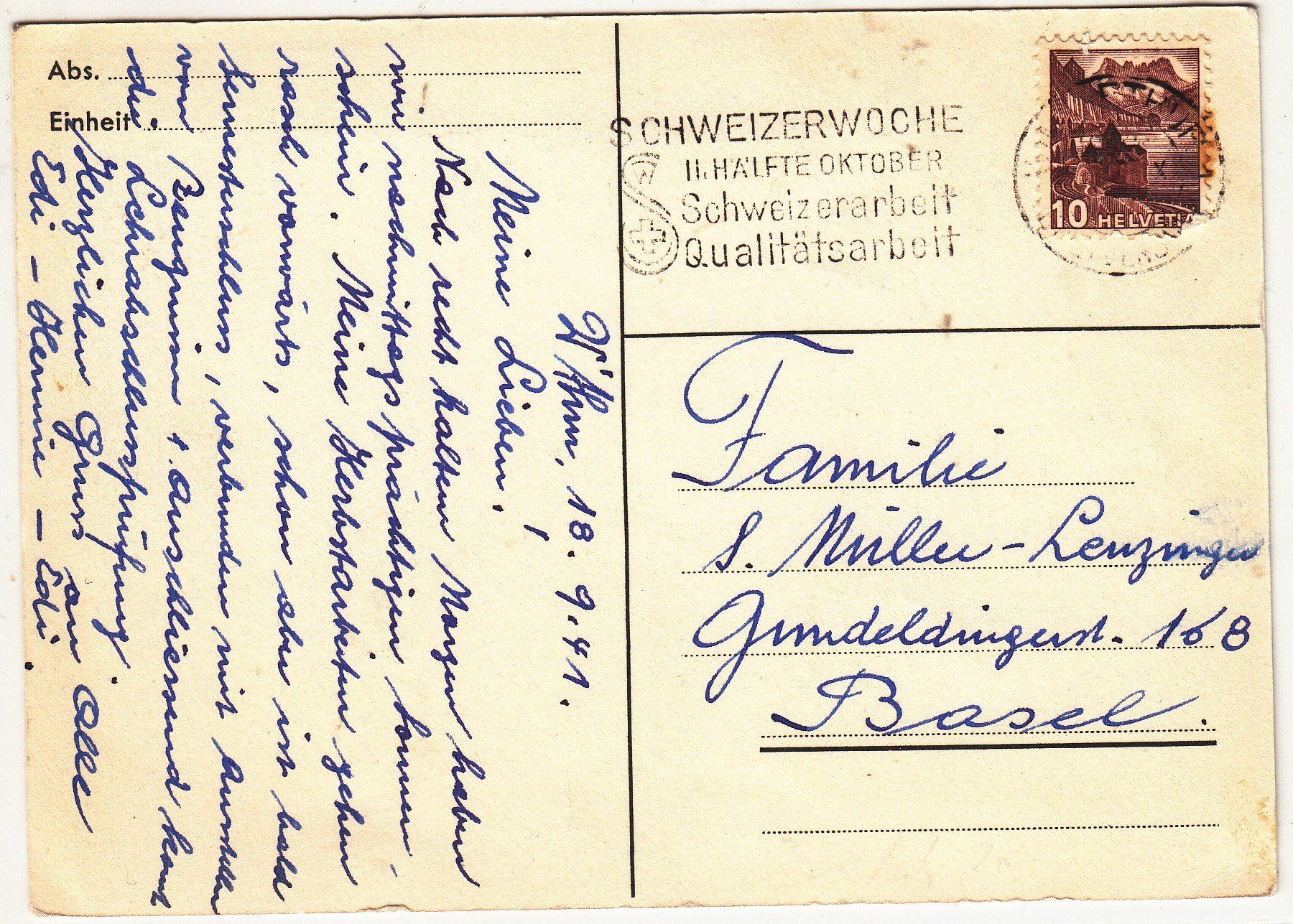 Tutti i francobolli: Einheitskarte 2.Wk 1941 – Usato da Herrliberg venduto da Lfrifda 1