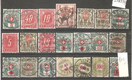 Los 21 Zentralstempel auf Portomarken