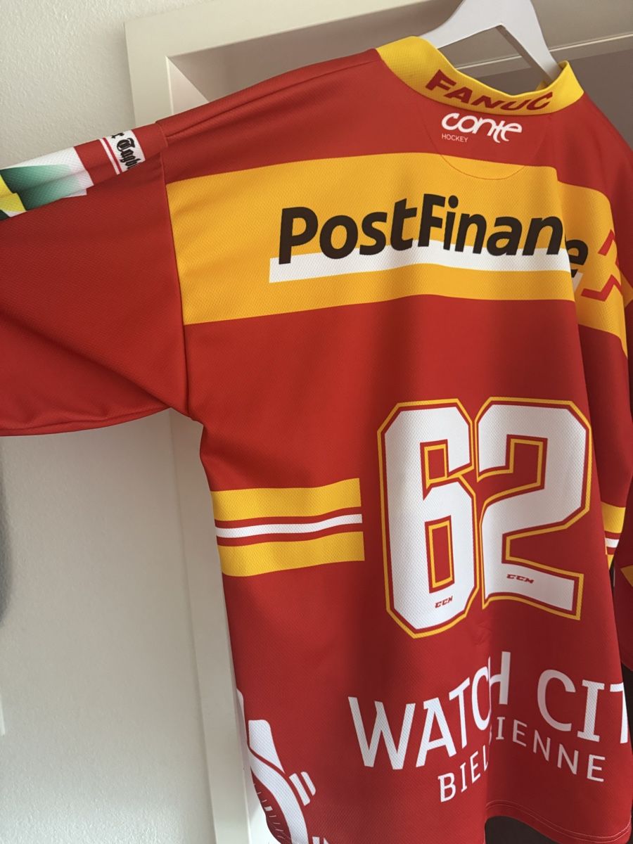 Maillot Vintage EHC Bienne – Hockey Rétro, Noir, Taille L, Suisse