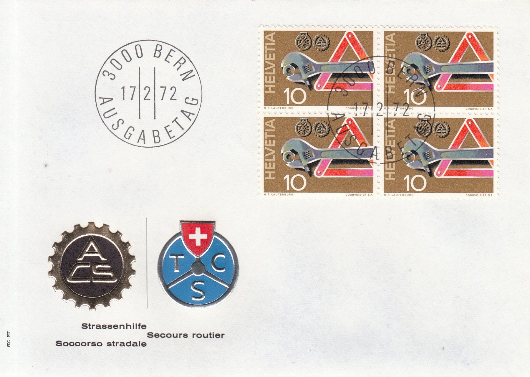 Alle Briefmarken: SBK 505 - 508 im 4er-Block FDC – Gebraucht aus Bürglen TG von StampGraf 1