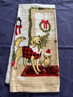 Festive Dog Christmas Kitchen Towel, Holiday Decor