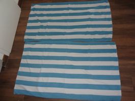 2 serviettes de plage rayées bleu et blanc