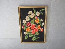 ancien tableau brodé fait main