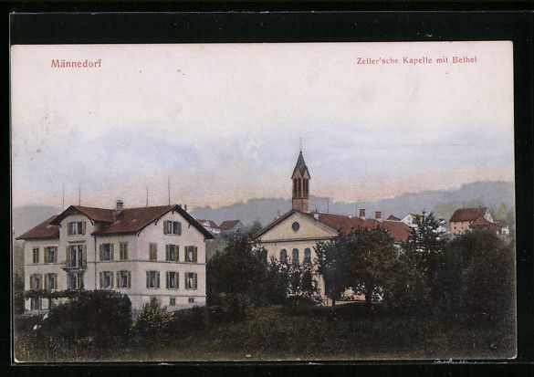 Cartoline postali: Männedorf, Zeller'sche Kapelle mit Beth – Usato da Berlin venduto da bartko-reher