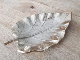 Blatt Schale, Tablett, Platte Metall champagner gold f. Deko